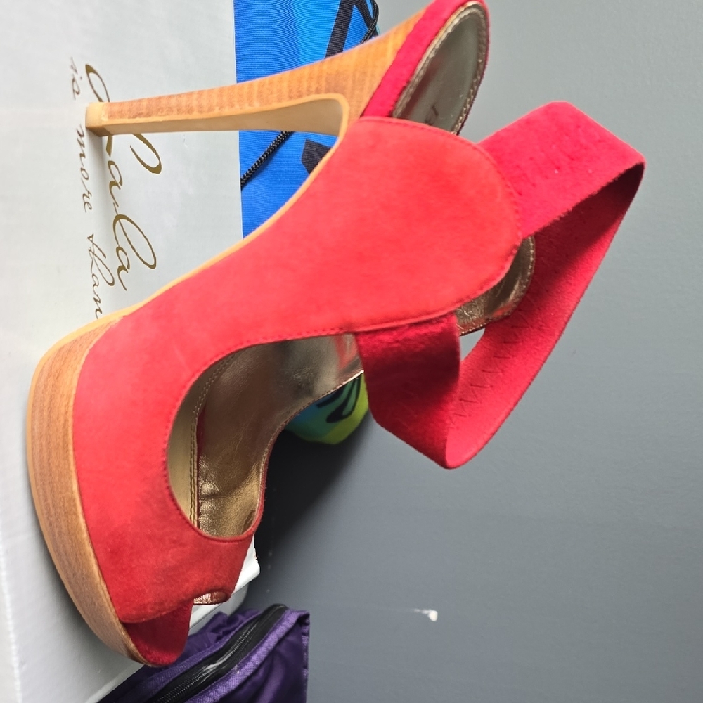 Bakers Vibrant Red Suede Heels